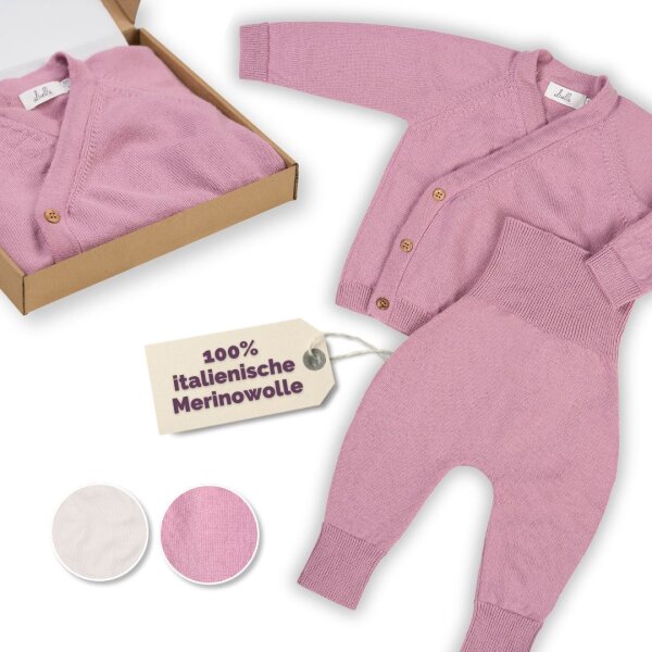 Livella Wickeljacke mit Bundhose aus Merinowolle Alt-Rosa 62 bis 74